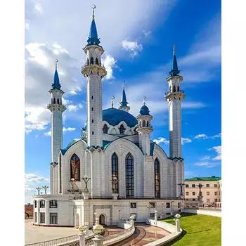 Алмазная картина Красивое церковное здание Полная круглая Алмазная мозаика Алмазная вышивка Крестом 20X30CM