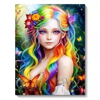 Алмазная картина красочная девушка картина из стразов мозаика бабочка рукоделие домашний декор подарок Full Round 20x30CM