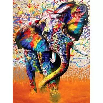 Алмазная картина Красочные слоны Стразы Алмазная мозаика Украшение дома Алмазная вышивка 20X30CM