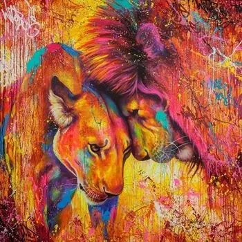 Алмазная картина Красочный Лев Вышивка крестом Узор 5D Алмазная вышивка Мозаика Смола 20X30CM