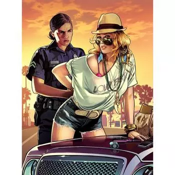 Алмазная картина Красота и полиция Вышивка крестом Полный круглый стразы Алмазная вышивка 20X30CM