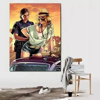 Алмазная картина Красота и полиция Вышивка крестом Полный круглый стразы Алмазная вышивка 20X30CM