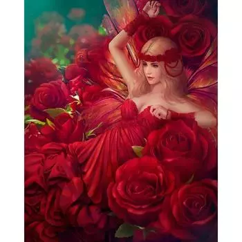 Алмазная картина Красота и роза 5D Diy Алмазная вышивка Полный круглый крестик 20X30CM
