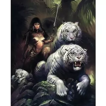 Алмазная картина Красота и тигр 5D Diy Алмазная вышивка Полный круглый крестик 20X30CM