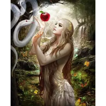 Алмазная картина Красота Яблочная змея 5D Diy Алмазная вышивка Полный круглый крестик 20X30CM