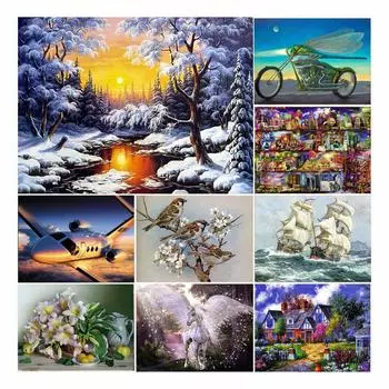 Алмазная картина Квадратный/Круглый Квадратный Пейзаж Закат Алмаз 5D Алмазная вышивка Приморская мозаика Украшение Full Round 20X30CM красный