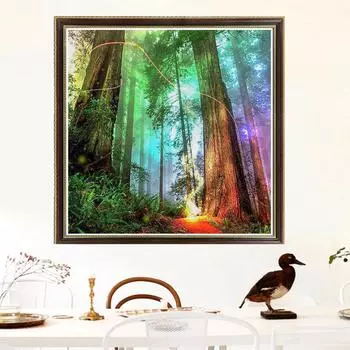 Алмазная картина Landcacpe Лесное дерево Вышивка крестом Полный стразы Мозаика Инкрустация Алмазная вышивка 30x30CM