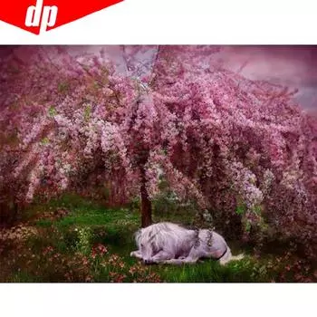 Алмазная картина Лошадь и цветок Животное Rhinestone Мозаика Алмазная вышивка Крестом 20X30CM