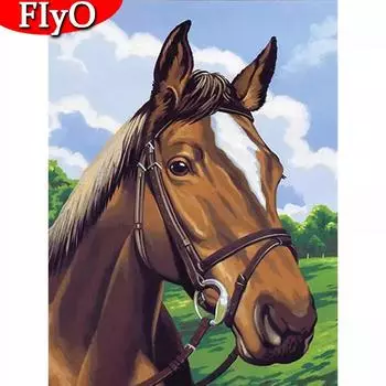 Алмазная картина Лошадь, подарок ручной работы, полная круглая квадратная дрель, Алмазная вышивка, мозаичная картина с животными, картина из горного хрусталя, домашний декор Full Round (20X30CM)