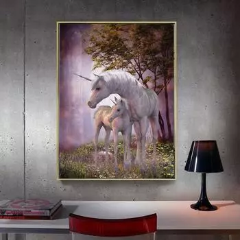 Алмазная картина Лошадь Полная круглая Алмазная мозаика Животное Алмазная вышивка 20X30CM