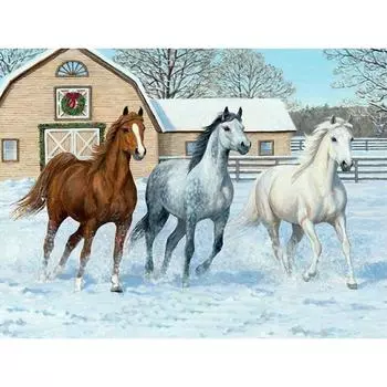 Алмазная картина лошади детская полная круглая алмазная вышивка 20X30CM