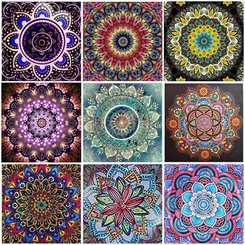 Алмазная картина Мандала Полная вышивка квадратная алмазная вышивка Цветочная вышивка Мозаика из бисера 5D DIY Искусство Декор стены Full Round 20x20CM