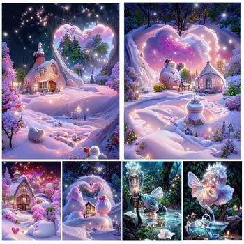 Алмазная картина Мечта Снежные цветы Дом Искусство Полный квадратный круглый набор для вышивки крестом 5D DIY Вышивка Мозаика Домашний декор Full Round 20x30CM