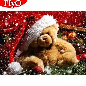 Алмазная картина Медведь, полная квадратная вышивка крестиком, распродажа, Алмазная вышивка, мультяшная мозаика, животное, Рождественский подарок ручной работы Full Round (20X30CM)