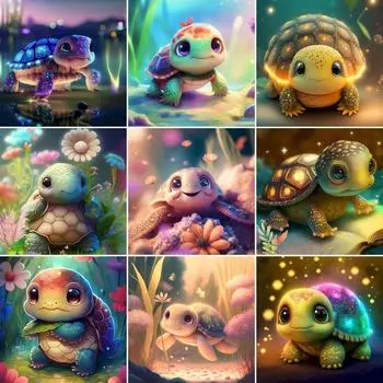 Алмазная картина Милая черепаха 5D DIY Алмазная вышивка Мозаика с животными Стразы Картины Наборы для вышивки крестом Домашний декор Gi Full Round 20x20CM