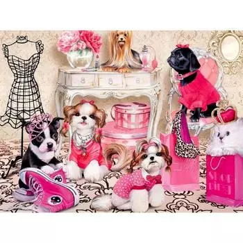 Алмазная картина милая собака Алмазная вышивка животное горный хрусталь рукоделие мультфильм домашний декор 20X30CM