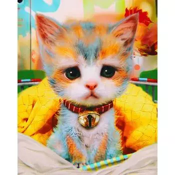 Алмазная картина Милый мультяшный кот Вышивка крестом Домашнее украшение Алмазная вышивка 20X30CM