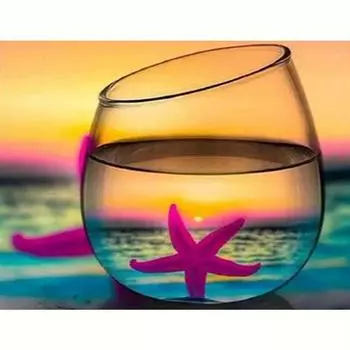Алмазная картина Морская звезда Вышивка Пейзаж Мозаика Чашка Изображение Стразы Хобби Настенный декор Искусство 30x40 см/12x16 дюймов 30x40cm NO Frame