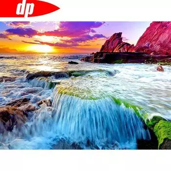 Алмазная картина Морской пейзаж Полная круглая Алмазная вышивка Картина Горный хрусталь 20X30CM
