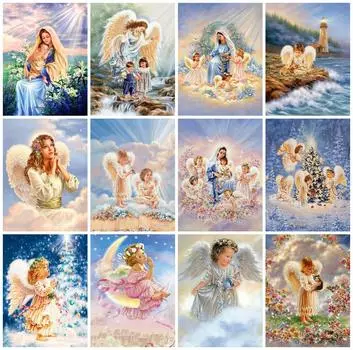 Алмазная картина Мозаика Ангел Ремесленный комплект 5D Алмазная вышивка Стразы Портрет Вышивка крестиком DIY Домашний декор Full Round 20x25CM
