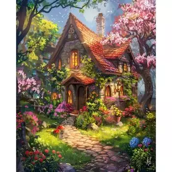 Алмазная картина Мозаика Двор Пейзаж Вышивка Стразы Картина Картина Вышивка крестом Полный Круглый Квадрат Стена Full Round 20x30CM