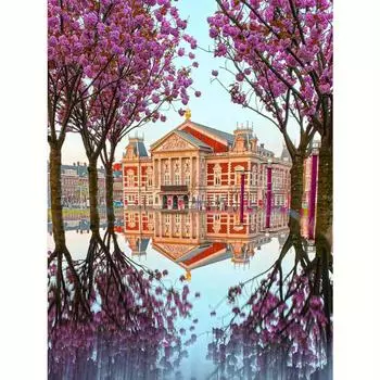 Алмазная картина, мозаика, полный круглый дом, художественный пейзаж, наборы для вышивки крестом, украшение для дома 30x40 см/12x16 дюймов 30x40cm NO Frame