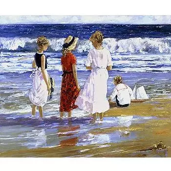 Алмазная картина Мультфильм Дети на пляже Вышивка крестиком Красота Алмазная вышивка Домашние поделки 20X30CM