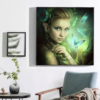 Алмазная картина Мультфильм Красота и бабочка Вышивка крестиком Ремесло Алмазная вышивка Картины 30x30CM