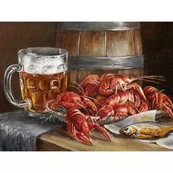 Алмазная картина, мультфильм, полная круглая дрель, Алмазная вышивка, пиво, краб, вышивка крестом 20X30CM