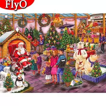 Алмазная картина мультфильм полная квадратная ручная работа Новое поступление Алмазная вышивка Санта-Клаус горный хрусталь комплект Рождественский подарок Full Round (20X30CM)
