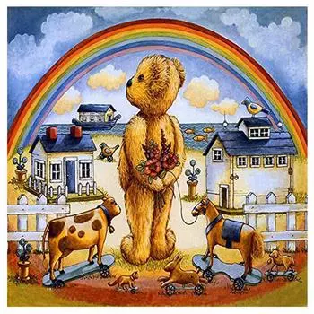 Алмазная картина Мультфильм Радужный медведь 5D Diy Алмазная вышивка Украшение дома 20X30CM