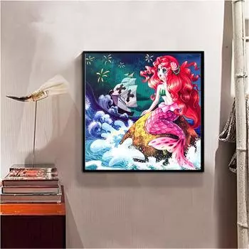 Алмазная картина мультфильм Русалка принцесса вышивка крестиком Алмазная вышивка Алмазная мозаика домашний декор 30x30CM