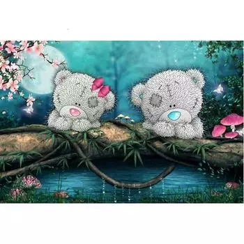 Алмазная картина Мультфильм Синяя нота Медведь Вышивка крестом Полный дрель Горный хрусталь Мозаика Декор 20X30CM
