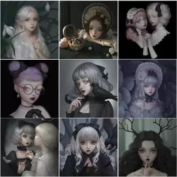 Алмазная картина мультфильм Темная девушка 5D Diy полная круглая алмазная вышивка мозаика Fariy настенные художественные картины украшение дома Full Round 20x20CM