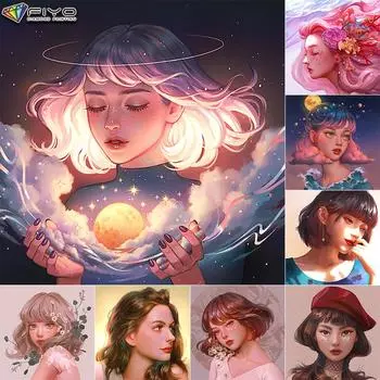 Алмазная картина, мультяшная девушка, Аватар, вышивка крестом, горный хрусталь, домашний декор Full Round 30X30CM