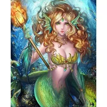 Алмазная картина, мультяшная икона Русалки, Алмазная вышивка крестиком, квадратная Алмазная полная алмазная вышивка 20X30CM