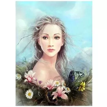 Алмазная картина, мультяшная красавица-бабочка, круговая дрель из смолы, стразы, вышивка крестиком 20X30CM