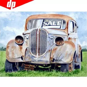 Алмазная картина Мультяшный автомобиль Полный укроп Круглый горный хрусталь Алмазная вышивка 20X30CM