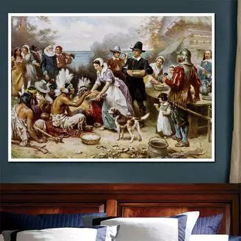 Алмазная картина на День благодарения, стразы, Алмазная вышивка, полный круглый портрет 20X30CM