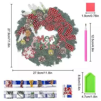 Алмазная картина, наклейка, мультфильм, алмазная наклейка, рождественский венок, мозаика, алмазная художественная наклейка, Санта-снежок для мальчика и девочки, подарок 29.5x29.5 cm