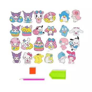 Алмазная картина наклейки для детей 24 шт Kuromi Pochacco My Melo Hangyodon Cinnamon Roll 5D бусины искусство милый персонаж девочки мальчики концентрация