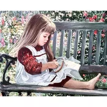 Алмазная Картина Нарисованная Маленькая Девочка Делает Вышивку Мозаичная ВышивкаВышивка Крестиком 20X30CM