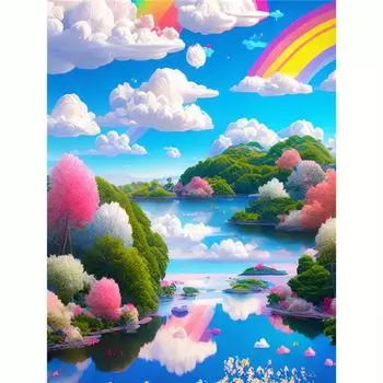 Алмазная картина «Небо», полная круглая Алмазная вышивка, вышивка крестиком, пейзаж, рукоделие для украшения дома 30x40 см/12x16 дюймов 30x40cm NO Frame