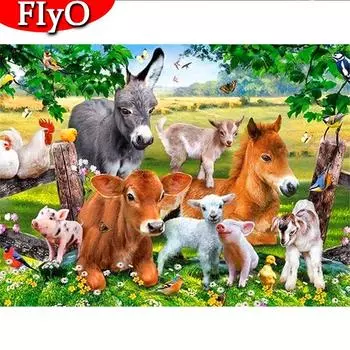 Алмазная картина, новая Алмазная вышивка животных, вышивка крестиком, олень, лошадь, картины из стразов, мозаика, распродажа, украшение Full Round (20X30CM)