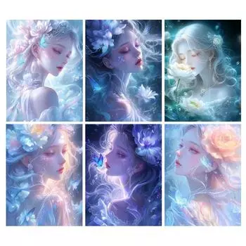 Алмазная картина, новая коллекция 2024, цветочная фея, сделай сам, полная квадратная круглая дрель, стразы, вышивка, мультяшная мечта, девушка, мозаика, наборы для вышивки крестом Square drill 30x40cm
