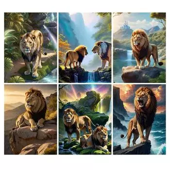 Алмазная картина, новая коллекция 2024, дикое животное, лев, сделай сам, полная квадратная круглая дрель, стразы, вышивка, художественная мозаика, наборы для вышивки крестом Square drill 30x40cm