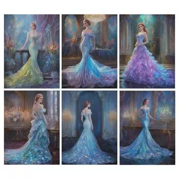 Алмазная картина, новая коллекция 2024, красивая женщина, вечернее платье, сделай сам, полная квадратная круглая дрель, стразы, вышивка, мозаика для девочек, наборы для вышивки крестом Square drill 30x40cm