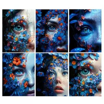 Алмазная картина, новая коллекция 2024, красивые глаза, сделай сам, полная квадратная круглая дрель, стразы, вышивка, девушка, цветочная мозаика, наборы для вышивки крестом Square drill 30x40cm