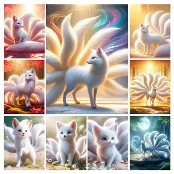 Алмазная картина, новая коллекция 2024, красочная лиса, сделай сам, полная квадратная круглая дрель, стразы, вышивка, дикие животные, мозаика, наборы для вышивки крестом Square drill 30x40cm