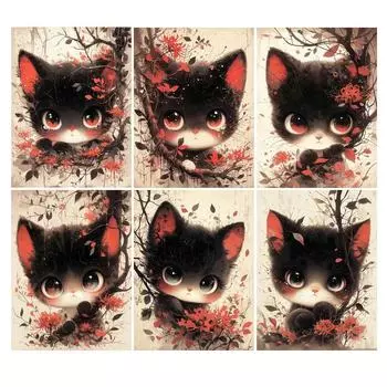 Алмазная картина, новая коллекция 2024, мультяшный кот и лиса, сделай сам, полная квадратная круглая дрель, стразы, вышивка, животные, мозаика, наборы для вышивки крестом Square drill 30x40cm